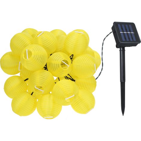 6,5 Meter lange, solarbetriebene Lichterkette mit 30 LEDs und zwei Leuchtmodi: Dauerlicht und Blinklicht. Flexibel, biegsam und wasserabweisend (IP44). Integrierter 400-mAh-Akku. (1/5)