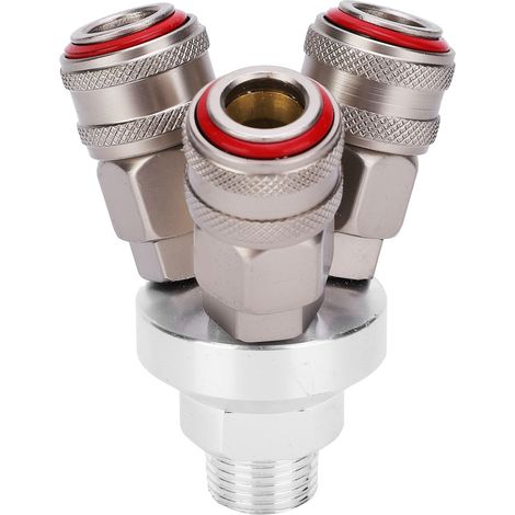 Raccord Pneumatique Rapide 3 Voies Chromé Acier Carbone Filetage G1/2 Pouce (1/5)