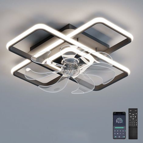 Ventilateurs de plafond avec lumières, ventilateur de lustre LED à intensité variable de 50 cm avec télécommande et application, 6 vitesses de vent (1/5)