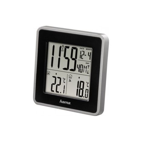 Hama EWS Intro Nero, Argento Stazione meteorologica (nero, Argento, Termometro da interno, Termometro da esterno, Termometro, 0-50°C, 32-122°F, -20-60°C) (1/2)
