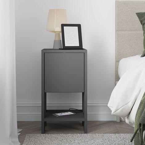Decortie Ema Modern Bedside Table Anthracite Grey 30cm Width Bedroom Furniture (1/5)