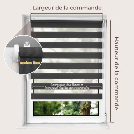 Store jour-nuit sans perçage, muni de clips pour fenêtres ou portes, facile à installer, dimensions 80 × 150 cm, largeur du tissu 80 cm, Gris Foncé (1/2)
