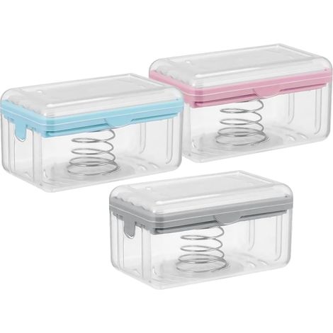 Lot de 3 Boîtes de Rangement pour Savonnette Moussant en Plastique PP roulettes, Design Moderne Antidérapant pour Salle de Bain et Toilettes (1/5)