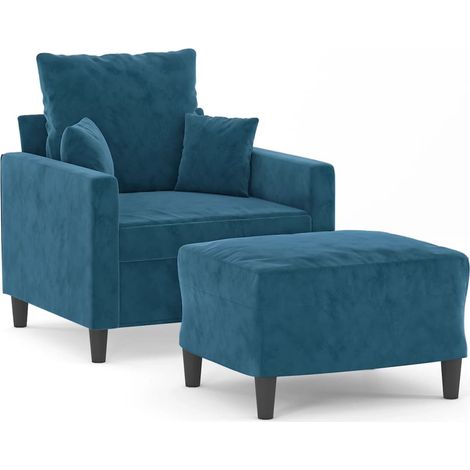 Fauteuil de Salon,Chaise,Fauteuil avec repose-pied Bleu 60 cm Velours CFW279131 (1/5)