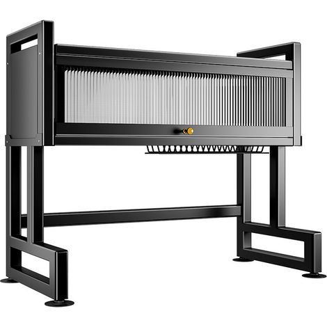 Scolapiatti con ganci, set di accessori, antipolvere, per ripiano del lavello della cucina, 65x30x80 cm, nero
