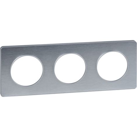 Plaque 3 postes entraxe 71mm aluminium - Odace Touch - Schneider (1/5)