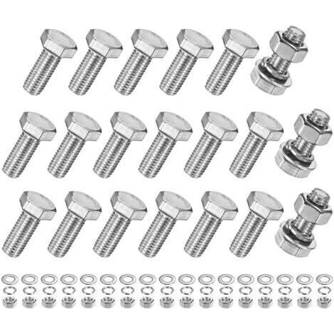 BUNTHAUS 20 Pcs Vis À Tête Hexagonale Avec Écrous Rondelles Plates Et Rondelles Frein M10x25mm Kit De Boulons Et Écrous En Acier Inoxydable Boulon Métrique Fileté Pour Équipement/Machinerie