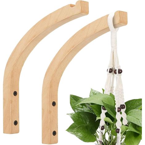 Lot de 2 crochets muraux de 20 cm (8 po) pour plantes – Intérieur/Extérieur, pour pots de fleurs, lanternes, paniers de fleurs, carillons éoliens (1/5)