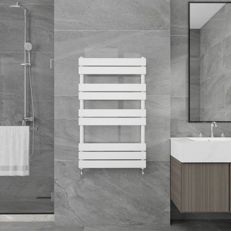 1000x600mm Designer Flat Panel Heated Towel Rail Radiator Bathroom Warmer Heating White (1/5)