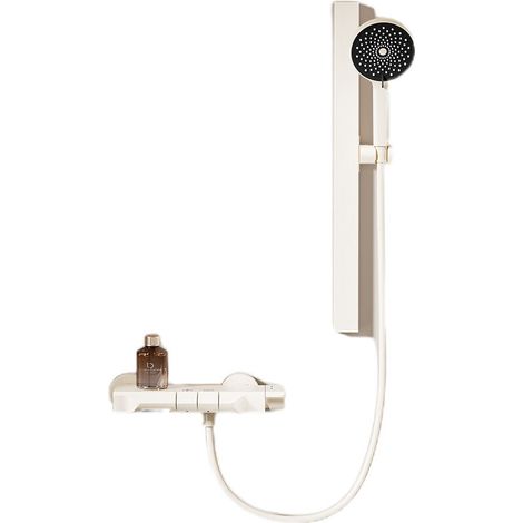 Ducha de mano con barra deslizante y manguera, ducha de mano ajustable de 61 cm, con amplia plataforma de almacenamiento y 2 modos de rociado, cabezal de ducha mural (gris) - Crezuo