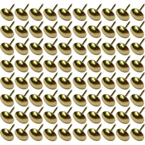 100x clous tapissier 9mm doré or décoratif ameublement canapé fauteuil lit chaise rénovation, finition laiton (1/4)