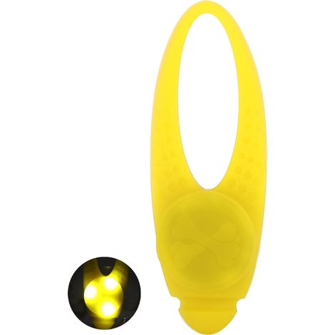 Lampe de sécurité LED étanche pour collier de chien avec clips en acier inoxydable, jaune (1/5)