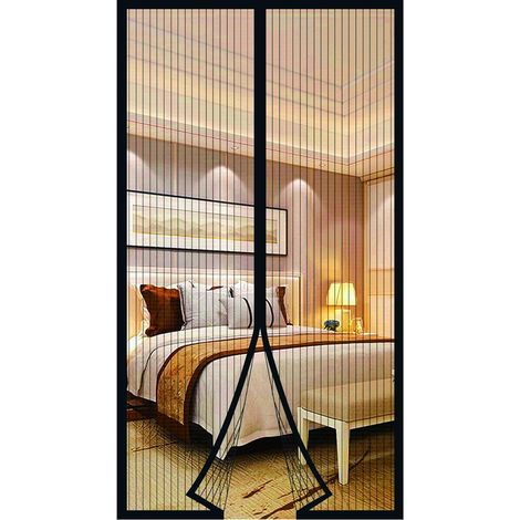 Kaelt - Moustiquaire Portes et Fenêtres Magnétique Porte Moustiquaire Rideau Moustiquaire Toile Rideau Moustiquaire Baie Vitrée Coulissante Moustiquaire Magnétique Sans Perçage 100 x 200 cm Noir (1/3)