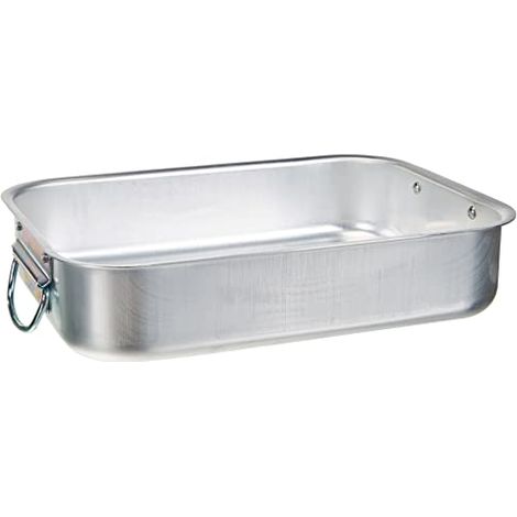 Pentole Agnelli FAMA5026 Rostiera Rettangolare ad Angoli Tondi, Alluminio, Argento, 26 x 20 x 6 cm (1/4)