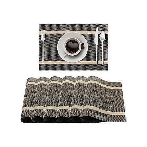Thickoad Platzsets, 6er-Set Tischsets aus gewebtem Kunststoff, waschbar, rutschfest und hitzebeständig, für Küche, Esszimmer und Restaurant, 45,7 x 30,5 cm (18 x 12 Zoll).