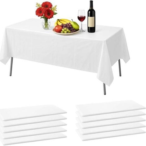 10er-Pack Einweg-Tischdecken 137 x 274 cm – Weiße, wasserdichte Plastiktischdecken für Feste und Hochzeiten.