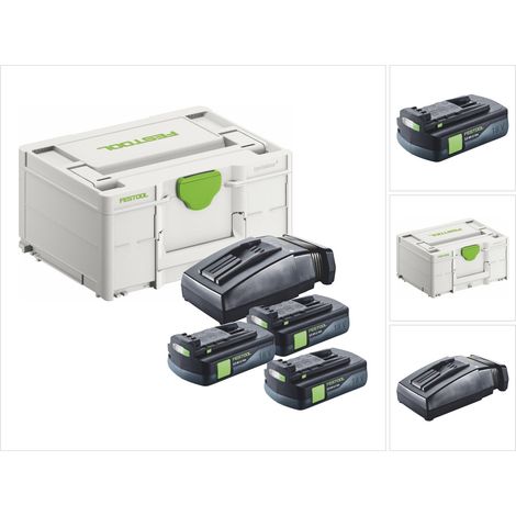 Festool energy set 3x BP 18 Li 3.0 C batteria 18 V 3.0 Ah / 3000 mAh Li-Ion ( 3x 577658 ) + caricatore TCL 6 ( 201135 ) + Systainer (1/5)