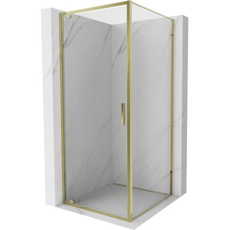 Cabine de douche battante Mexen Exo 90 x 90 cm, transparente, or - 8181-090-090-50-00 (1/5)