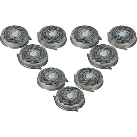vhbw 9x Ersatz-Scherköpfe kompatibel mit Philips HQ8253, HQ8255, HQ8240, HQ8220, HQ8241, HQ8200, HQ8250 Elektrorasierer, Silber