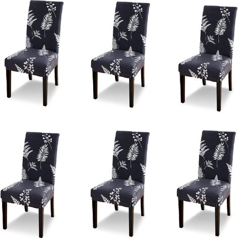 Housse de Chaise Extensible Lot de 6 Housse de Chaise Salle à Manger Universel Lavable Moderne Couvre Couverture de Chaise pour Décor Salle à Manger Restaurant Hôtel Bouquet,Draps Noirs (1/5)