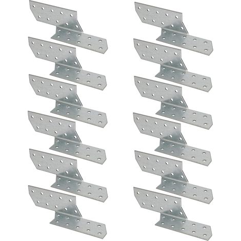 KOTARBAU Lot de 12 ancrages de chevrons 170 x 40 mm pour renforcer les structures en bois (170 x 40 mm, gauche) (1/5)