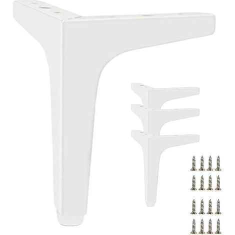 Pieds de meubles en métal robuste - pieds de remplacement pour canapés, armoires, lits et chaises, blancs, 15 cm. (1/5)