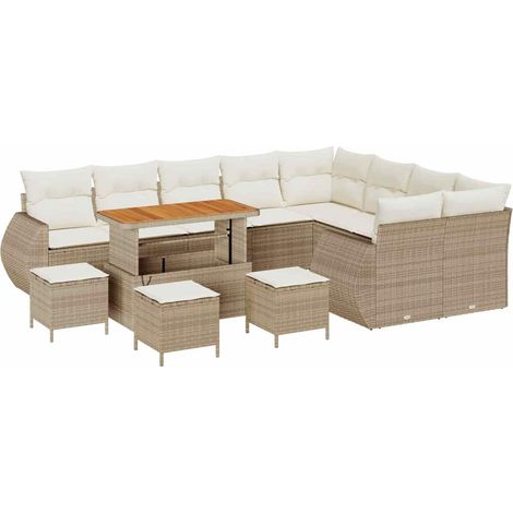 Maison Exclusive - Set Divano da Giardino con cuscino 13 pcs beige e panna