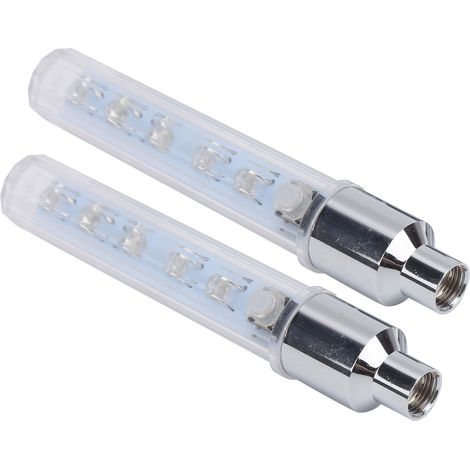Set mit 2 Fahrradventilkappen mit LED-Beleuchtung, 5 LEDs und 7 Beleuchtungsmodi für Schrader-Ventile (1/5)