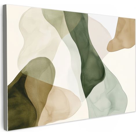 CUADRO EN LIENZO Japandi - Abstracto - Verde Cuadros Para Dormitorio 30x20 cm