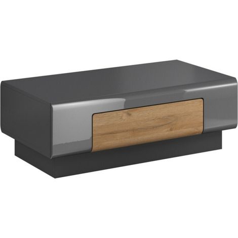 Mesa de centro Torsone 111, Antracita + Gloss antracita + Roble nieto, 39x60x110cm, Diámetro: 0, Aglomerado laminado, Angular (1/4)