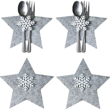 4er-Set Weihnachtsbesteckbeutel, festliche Tischaccessoires, Aufbewahrungsbeutel für Baumschmuck, dekorative Besteckhülle (1/5)