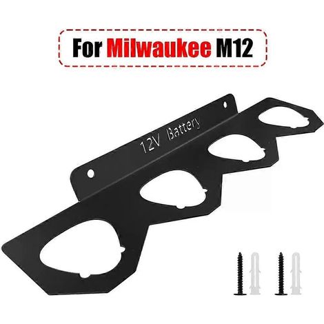 Support de batterie compatible avec les outils sans fil Milwaukee M12 12V : support de rangement mural, fixation et organisation. (1/5)