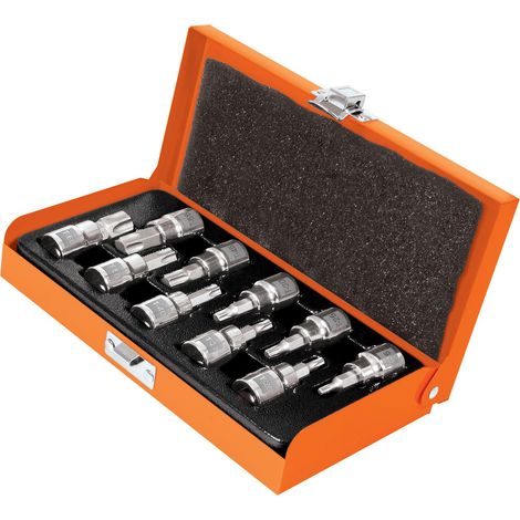 Juego de llaves vaso Torx, cuadro 3/8" - 10 piezas