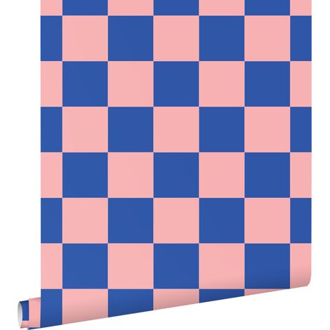 papier peint à damier rose et bleu royal - ESTAhome (1/5)