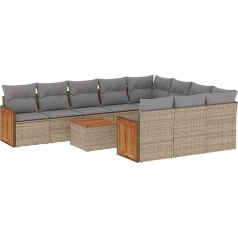 Maison Exclusive - Set de sofás de jardín 11pzas con cojines ratá (1/3)