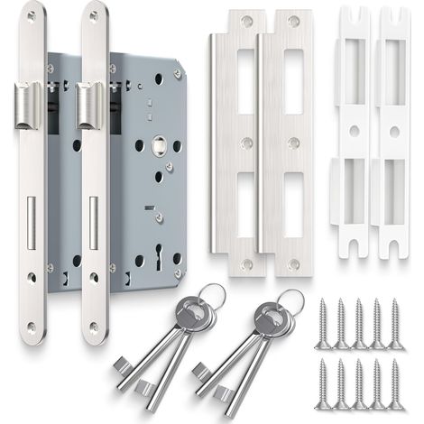 2-PCS Satin Nickel 7255 Mortice Lock with Two Keys for Interior and Bathroom Doors (1/5)
