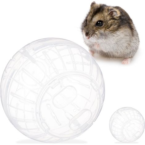Relaxdays Set of 2 Hamster Balls, Exercise for Hamsters & Mice, Rodent Toy, Free Range Orb, Plastic, 14 cm, Transparent