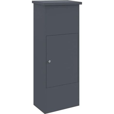Boîte de dépôt de colis couleur anthracite, dimensions : 44,5 x 29 x 110,5 cm, acier. (1/5)