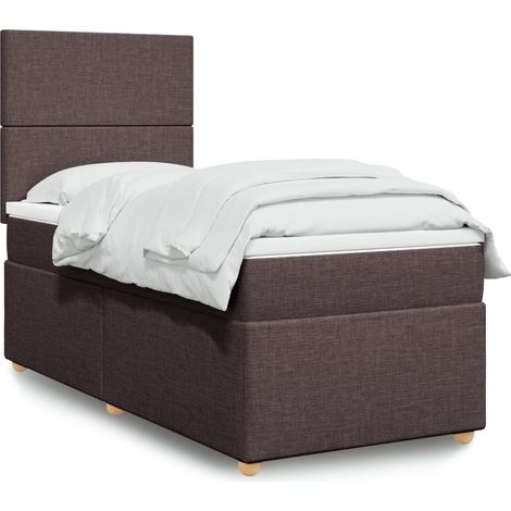 Boxspringbett mit Matratze Dunkelbraun 100x200 cm Stoff