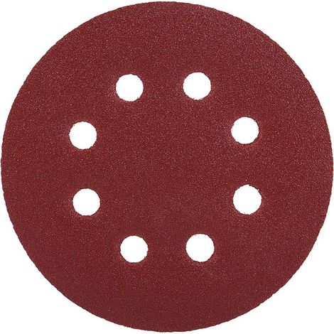 Disques à meuler ronds rouges 125mm, 8 trous, grain 120 pour ponçage abrasif (1/3)