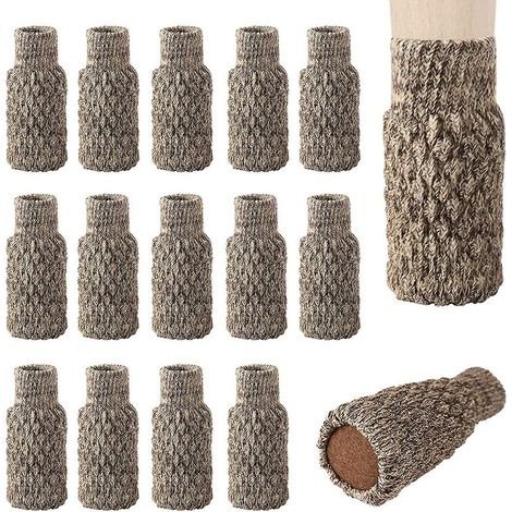 Lot de 16 chaussettes antidérapantes pour pieds de chaise, pieds de chaise, pieds de chaise, pieds de chaise tricotés pour protéger le sol contre les rayures et réduire le bruit (1/3)