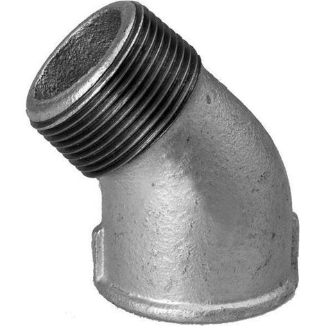Hermann Schmidt Temperguss Winkel DN 15, 1/2", 45Grad Innengewinde/Aussengewinde, verzinkt (1/5)