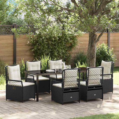 Garten Essgruppe 7 pcs Schwarz Poly-Rattan (1/5)