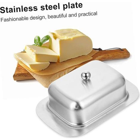 Beurrier - Acier Inoxydable 18/8 - Pour Beurre Fromage Dessert - 250 G - 18 8 X 12 8 X 6 7 Cm (1/4)