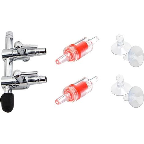 Lntyq Luftstromregler, Aquariumregler, 7-in-1-Set: 2-Wege-Luftpumpenverteiler, 2 Rückschlagventile und 4 Saugnäpfe für Fischteich (1/5)