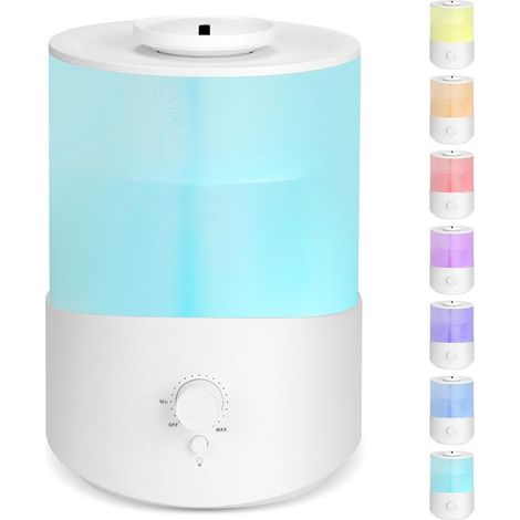 Humidificateur d'Air Chambre 2.5L, Humidificateur Ultrasonique Silencieux 23dB avec Diffuseur d'Huiles Essentielles, Veilleuse, Arrêt Automatique (1/5)