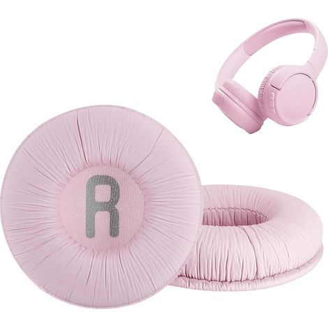 paio di cuscinetti per cuffie compatibili con JBL Tune600 T500BT T450 T450BT JR300BT T510BT T520BT JR310BT, con memory foam e design ergonomico (ecopelle plissettata - rosa) (1/5)
