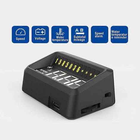 Pantalla de visualización frontal (HUD) para automóvil, proyector, pantalla OBD2, ordenador de a bordo, temperatura, velocímetro digital para automóvil, accesorios (1/5)
