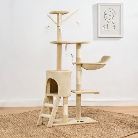 Arbre à chat beige en aglomerado de Madera 60 x 35 x 134 cm (1/5)