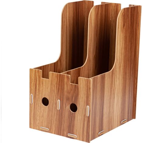 Porte-revues, porte-documents, organiseur en bois de cerisier, boîte de rangement de bureau pour la maison ou le bureau. (1/4)